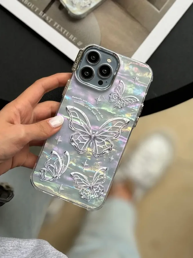 3a0a40 قاب PoutapCase Butterfly یخی هولوگرامی (کدC1618) - تصویر 1