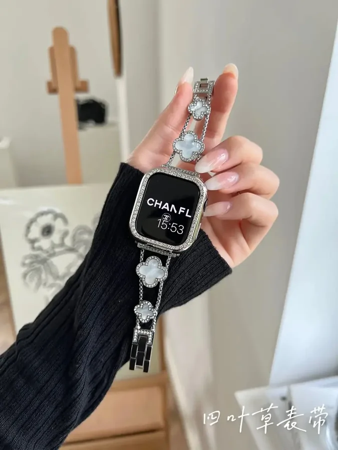 d79500 بند اپل واچ ون کلیف استیل + گارد نگینی (کدw5040) - تصویر 1