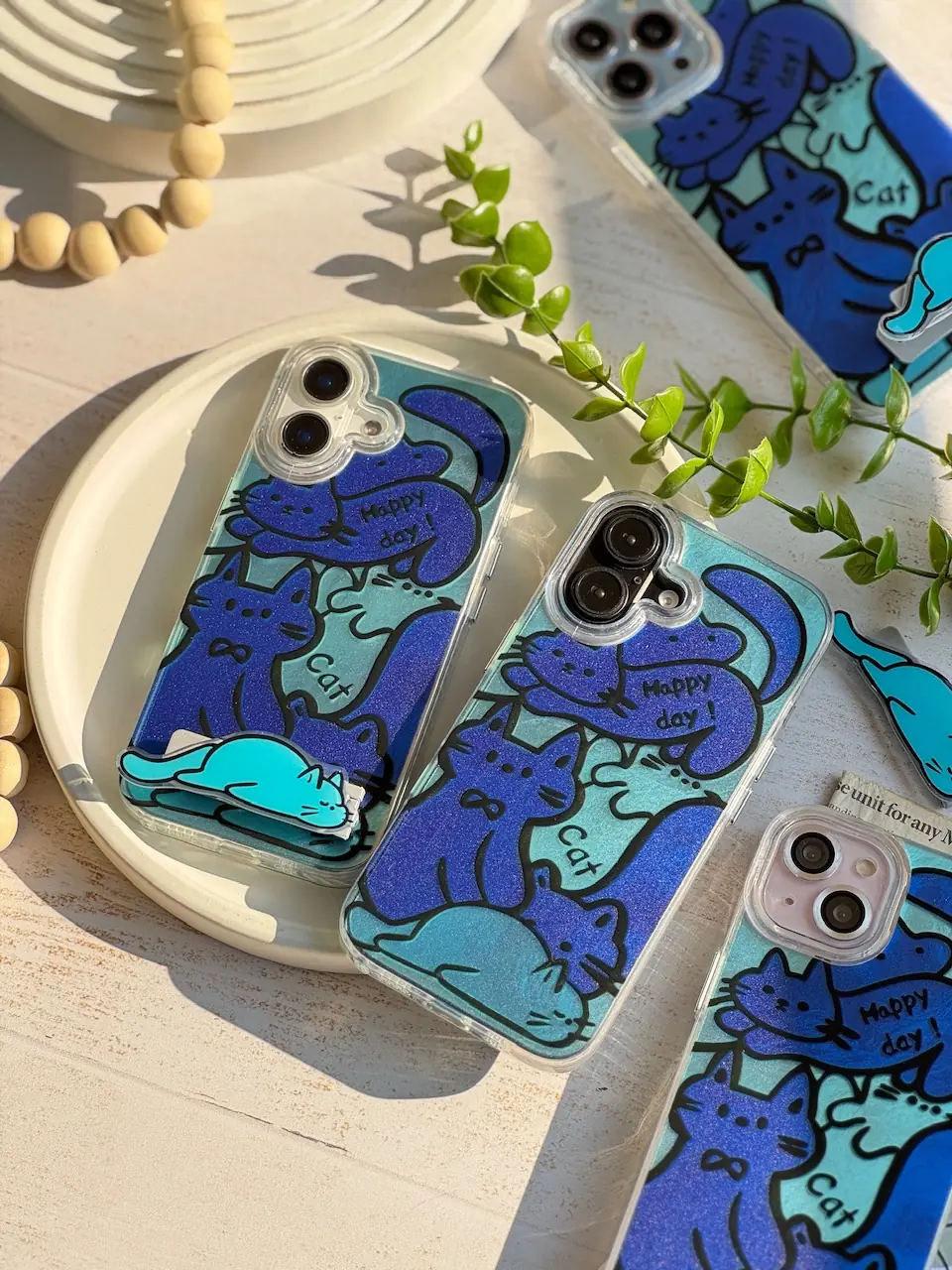 1a3490 قاب Happy Blue Cat بدون استند (کدC1895) - تصویر 1