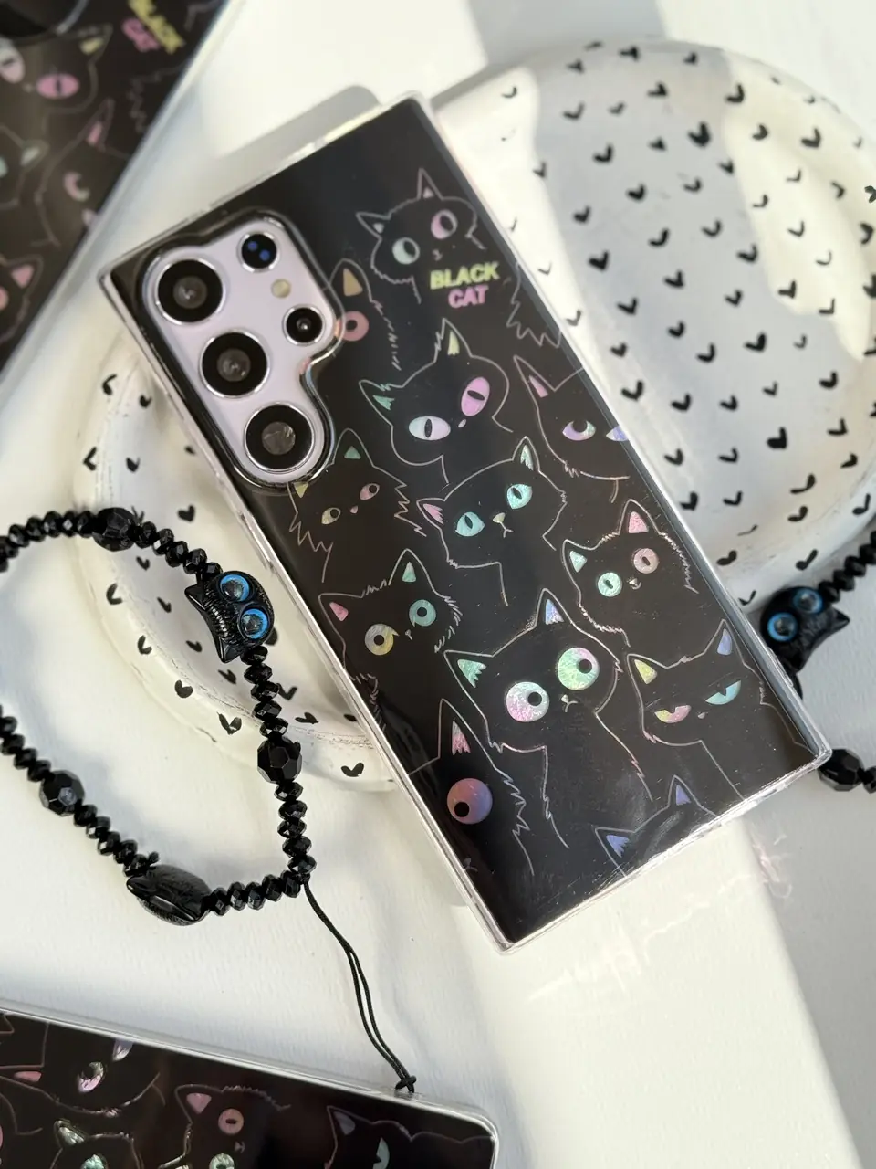 5d6a53 قاب گربه های سیاه با آویز اندرویدی (کدC2273) - تصویر 1